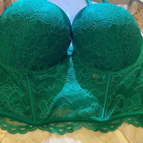 New VS VERY SEXY Bombshell Add-2-Cups Push-Up Corset Top Green 32b & small - Picture 12 of 16